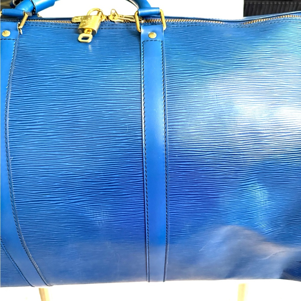 Authentic Louis Vuitton unisex Keepall 60 bag M42946 Toledo blue Epi leather XL - Picture 11 of 16